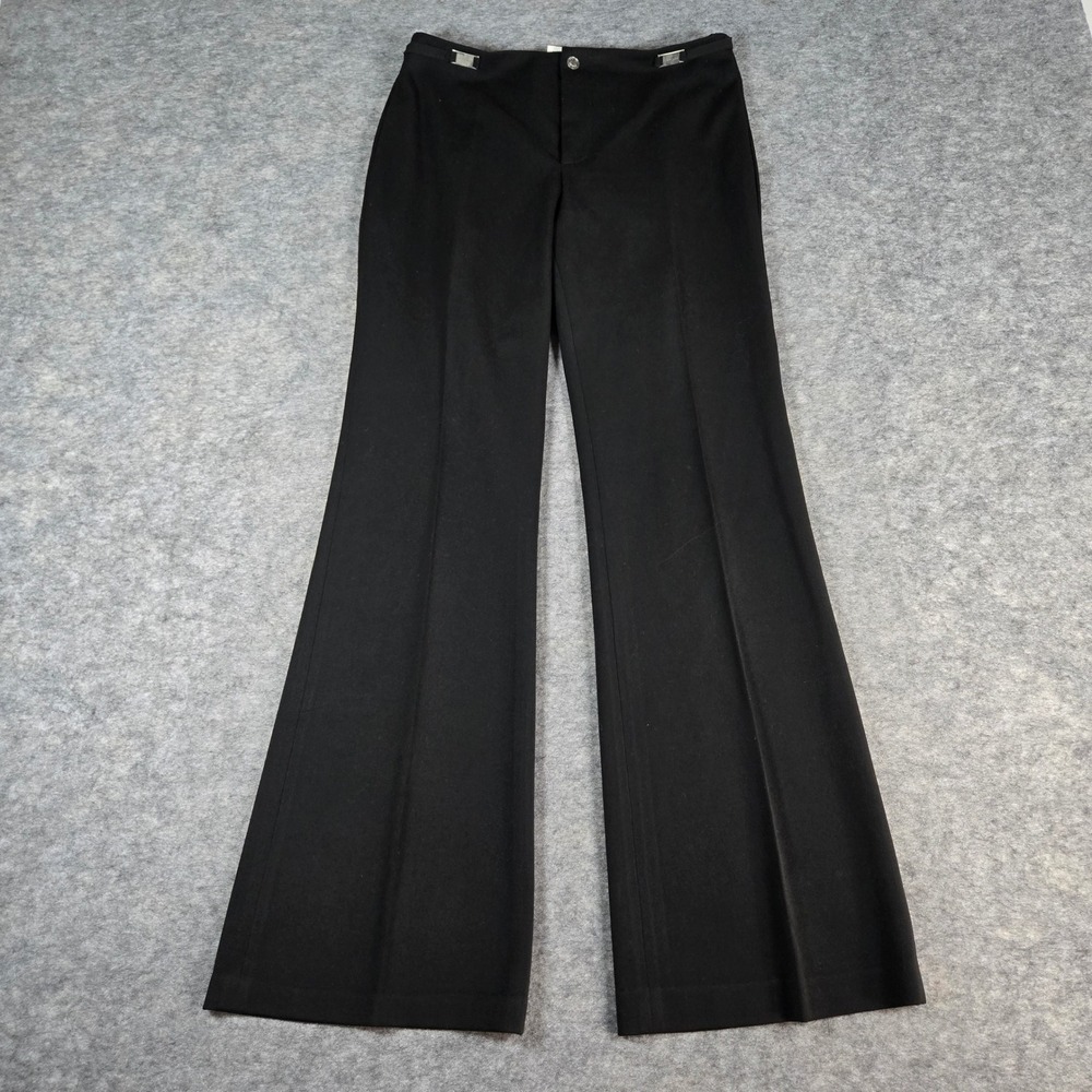 Vertigo Paris Womens Dress Pants Size 6 Black Bootcut Stretch Belted Trousers
